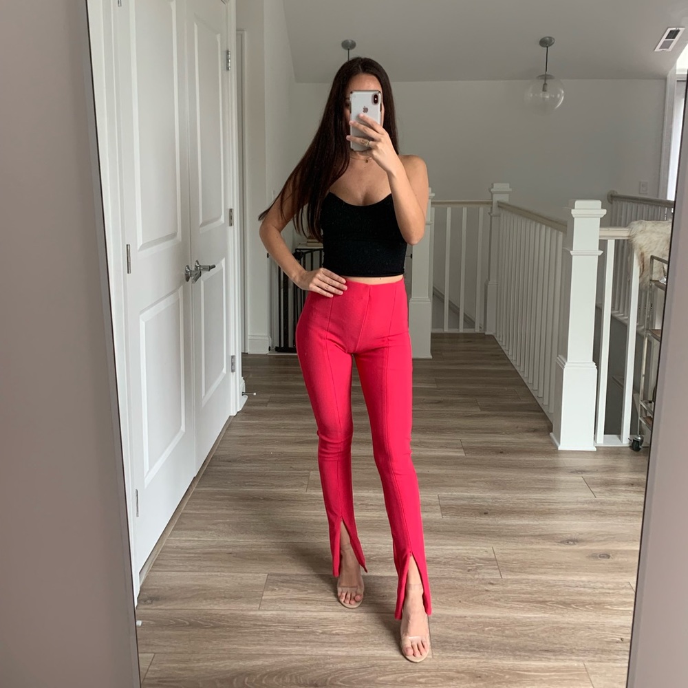 High Waisted Magenta Pants